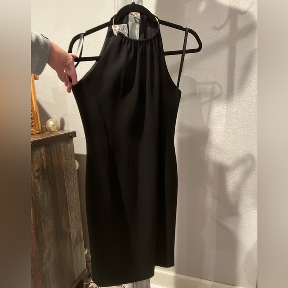 071. David Warren Gold Chocker Halter Dress SP EUC - Picture 7 of 10